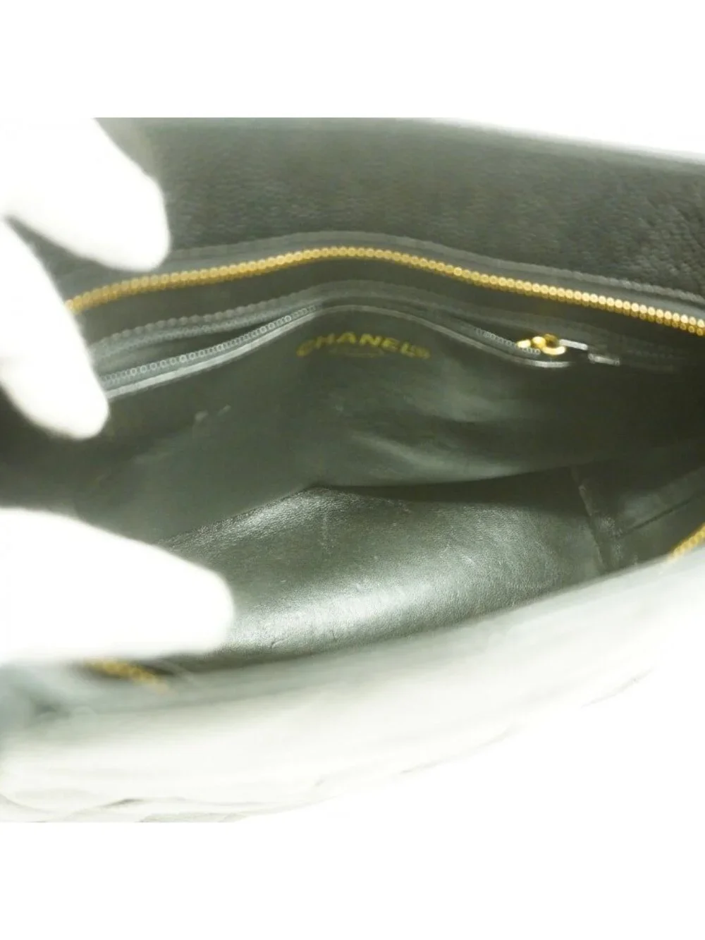 Chanel Tote Reissue Caviar Leather Black Gold